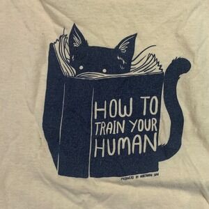 Northern Sun How To Train Your Human Cat Graphic T-Shirt Butter Yellow Mens XL